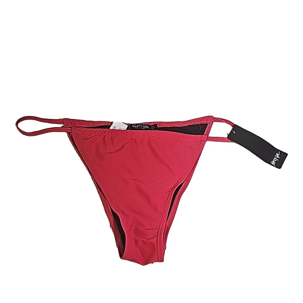 Nasty Gal Bright Red Basic String Bikini Swimsuit Bottom Womens Size 10 NWT